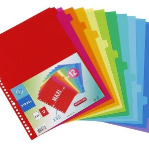 Regiszter, műanyag, A4 Maxi, 12 részes, VIQUEL