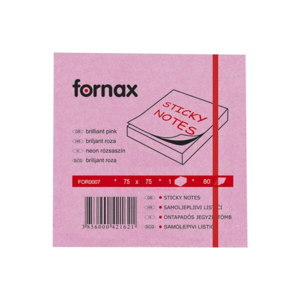 Jegyzettomb FORNAX ontapados 75x75 mm neon rozsaszin 80 lap i56228