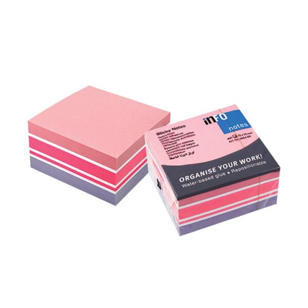 Jegyzettomb ontapado 75x75mm 400lap 5654 69 Info Notes pasztell feher pink lila i589635