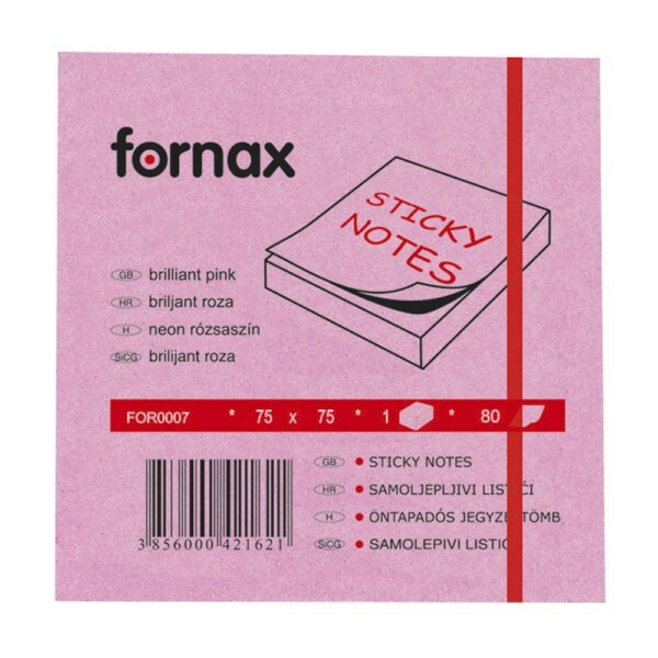 Jegyzettomb ontapado 75x75mm 80lap Fornax neon rozsaszin i601943