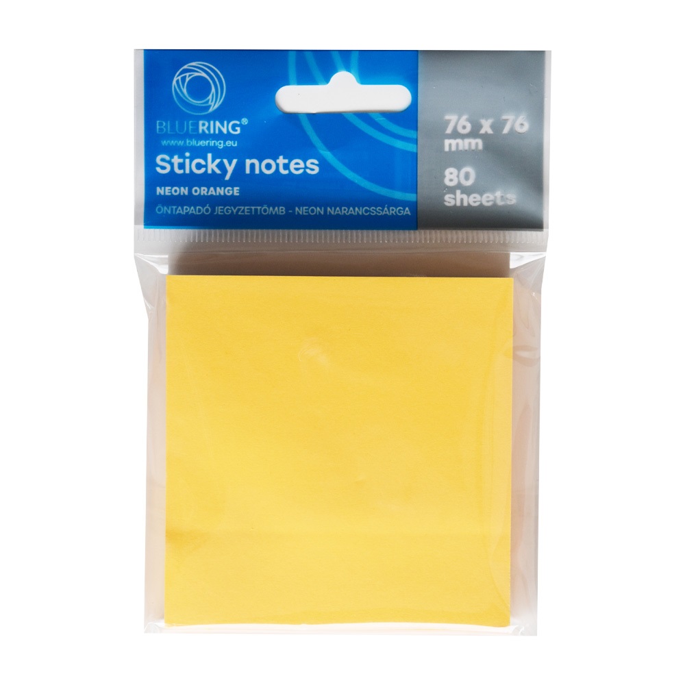 Jegyzettömb öntapadó, 76x76mm, 80lap, Bluering® , neon narancs 2 Jegyzettömb öntapadó, 76x76mm, 80lap, Bluering® , neon narancs - Image 2