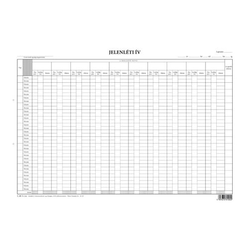 Jelenléti ív 10 fő nyilvántartására 420x297 mm 1 Jelenléti ív 10 fő nyilvántartására 420x297 mm