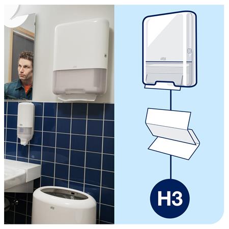 Kéztörlő adagoló, H3 rendszer, Elevation, TORK "Singlefold", fehér 2 Kéztörlő adagoló, H3 rendszer, Elevation, TORK "Singlefold", fehér