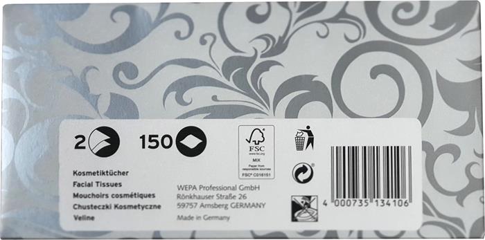 Kozmetikai kendő, 2 rétegű, 150 lapos, "Satino by Wepa" 2 Kozmetikai kendő, 2 rétegű, 150 lapos, "Satino by Wepa"