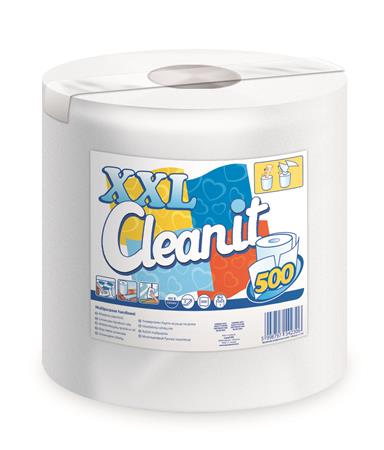 Törlőkendő, tekercses, univerzális, 2 rétegű, LUCART "CLEANIT XXL 500", fehér 1 LUCART