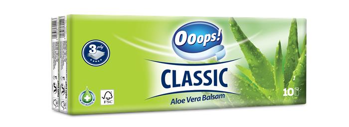 Papír zsebkendő, 3 rétegű, 10x10 db, OOOPS "Classic", aloe vera 1 OOOPS