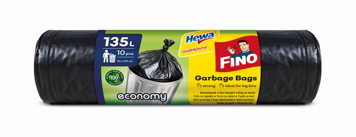 Szemeteszsák, 135 l, 10 db, 70x107 cm, 24 µ, FINO "Economy", fekete 1 FINO
