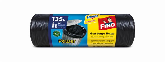 Szemeteszsák, 135 l, 10 db, 70x107 cm, 28 µ, FINO "Power", fekete 1 FINO
