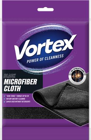 Törlőkendő, mikroszálas, 30x50 cm, 1 db, VORTEX, fekete 1 VORTEX