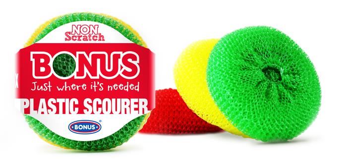Műanyag súroló, 3 db, BONUS, vegyes színek 3 Törlőkendők és szivacsok