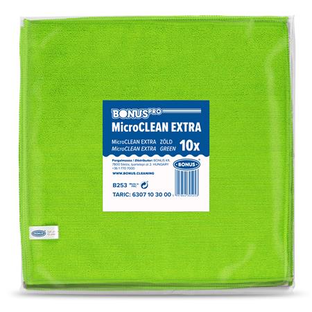 Törlőkendő, univerzális, 10 db, 40x40 cm, BONUS "MicroCLEAN Extra", zöld 1 BONUS
