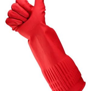 Gumikesztyű, háztartási, latex, extra hosszú, 38 cm, M méret, BONUS, piros