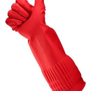 Gumikesztyű, háztartási, latex, extra hosszú, 38 cm, L méret, BONUS, piros