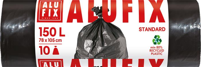 Szemeteszsák, 150 l, 10 db, 80x105 cm, 35 µ, ALUFIX, fekete 1 ALUFIX