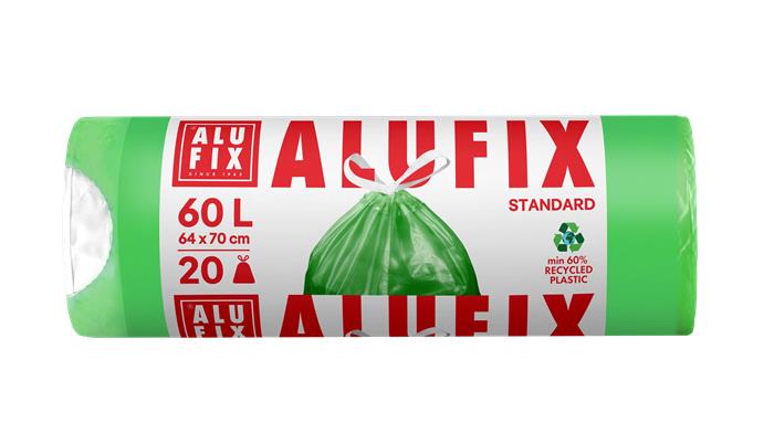 Szemeteszsák, zárószalagos, 60 l, 20 db, 64x71 cm, 16 µ, ALUFIX, zöld 1 ALUFIX