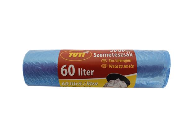 Szemeteszsák, 60 l, 20 db, 55x65 cm, 9 µ, TUTI, kék 1 TUTI