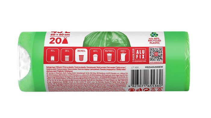 Szemeteszsák, zárószalagos, 45 l, 20 db, 60x60 cm, 14 µ, ALUFIX, "Prémium", zöld 2 Szemeteszsák, zárószalagos, 45 l, 20 db, 60x60 cm, 14 µ, ALUFIX, "Prémium", zöld
