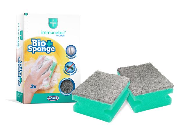 Mosogatószivacs, 2 db, BONUS "Bioactive Sponge Immunetec" 3 Törlőkendők és szivacsok