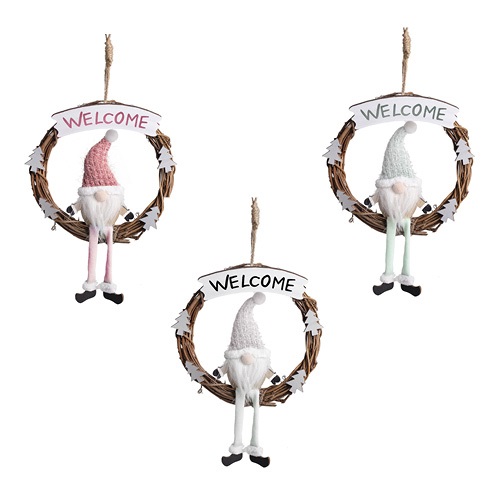 Karácsonyi fa dekoráció 16 cm orrszakáll Welcome felirattal 3 féle 1 Karácsonyi fa dekoráció 16 cm orrszakáll Welcome felirattal 3 féle