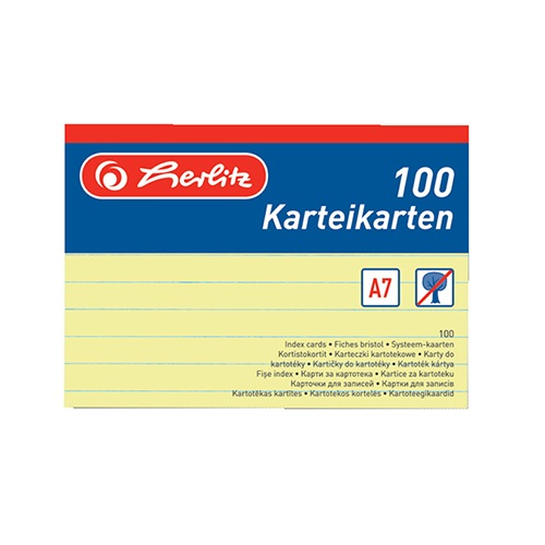 Kartoték kártya A/7 vonalas sárga 100 db/csomag 1 Kartoték kártya A/7 vonalas sárga 100 db/csomag