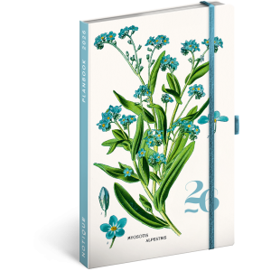 Keménytáblás notesz krémszínű lapokkal leszorító gumiszalaggal Herbarium 130x210mm, Presco