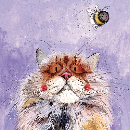 Képeslap Alex Clark borítékkal, 14x14 cm, cica méhecskével 1 Képeslap Alex Clark borítékkal, 14x14 cm, cica méhecskével