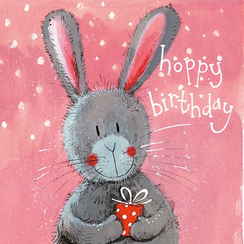 Képeslap Alex Clark borítékkal, 14x14 cm, nyuszi ajándékkal HBD 1 Képeslap Alex Clark borítékkal, 14x14 cm, nyuszi ajándékkal HBD