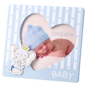 Képkeret Statovac Woody fa 10 x 15 cm asztali, fekvő kék szív