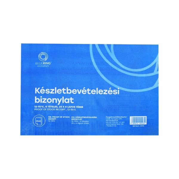 Keszletbevetelezesi bizonylat A5 25x4 12 111V 8 teteles i489086