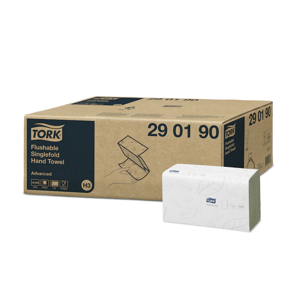 Kéztörlő 2 rétegű Z hajtogatású 250 lap/csomag 15 cs/karton toalettbe dobható Singlefold Tork_290190 fehér - Image 3