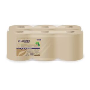 Kéztörlő 2 rétegű tekercses 6 tekercs/karton L-One Maxi 450 EcoNatural Lucart _852277 havanna barna