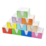 Kockatömb 9x9x6cm, színes karton doboz tartóban Bluering® fehér