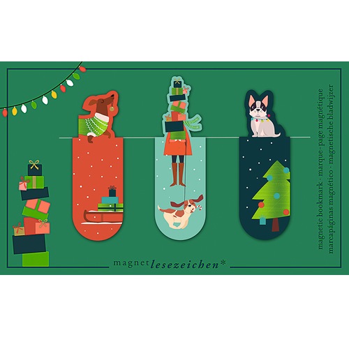 Könyvjelző Moses Verlag mágneses, karácsonyi kutyák 1 Könyvjelző Moses Verlag mágneses, karácsonyi kutyák
