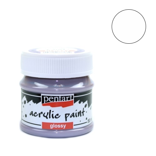 Kreatív akrilfesték Pentart fényes 50 ml fehér 1 Kreatív akrilfesték Pentart fényes 50 ml fehér