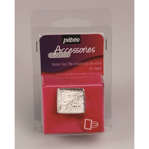 Kreatív gyűrűalap Pébéo fém szögletes 20x20 mm ródium bevonattal 1 Kreatív gyűrűalap Pébéo fém szögletes 20x20 mm ródium bevonattal