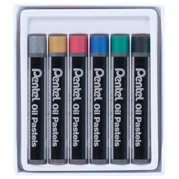 Kréta olajpasztell készlet, PHN-M6 Pentel, 6 klf., metál szín - Image 4