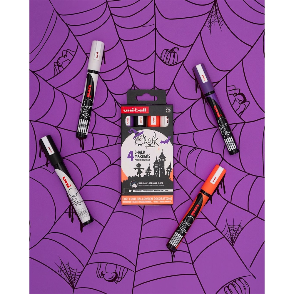 Krétamarker folyékony 1,8-2,5mm Uni-Posca PWE-5M 4 db-os Halloween készlet 2 Krétamarker folyékony 1,8-2,5mm Uni-Posca PWE-5M 4 db-os Halloween készlet - Image 2