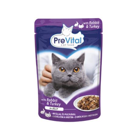 Macskaeledel, alutasakos, felnőtt macskáknak, 100 g, PREVITAL, nyúl és pulyka aszpikban 1 PREVITAL