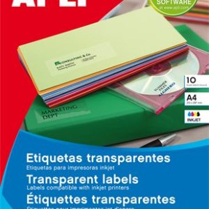 Etikett, 48,5x25,4 mm, poliészter, kerekített sarkú, APLI, átlátszó, 440 etikett/csomag