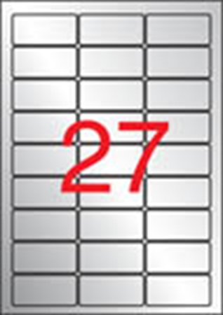 Etikett, 63,5x29,6 mm, poliészter, időjárásálló, kerekített sarkú, APLI, ezüst, 540 etikett/csomag 1 APLI