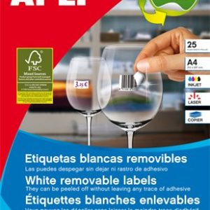 Etikett, univerzális, 17,8x10 mm, eltávolítható, kerekített sarkú, APLI, 6750 etikett/csomag