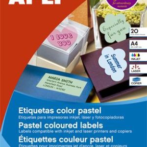 Etikett, 70x37 mm, színes, APLI, pasztell rózsaszín, 480 etikett/csomag