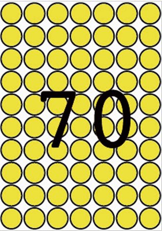 Etikett, 19 mm kör, színes, A5 hordozón, APLI, sárga, 560 etikett/csomag 1 APLI