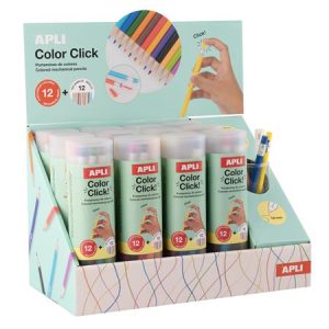 Színes töltőceruza készlet, display, APLI "Color Click", 12 különböző szín, 12 készlet/display