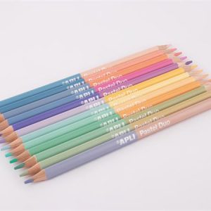 Színes ceruza készlet, kétvégű, háromszögletű, APLI "Pastel Duo", 24 különböző pasztel szín