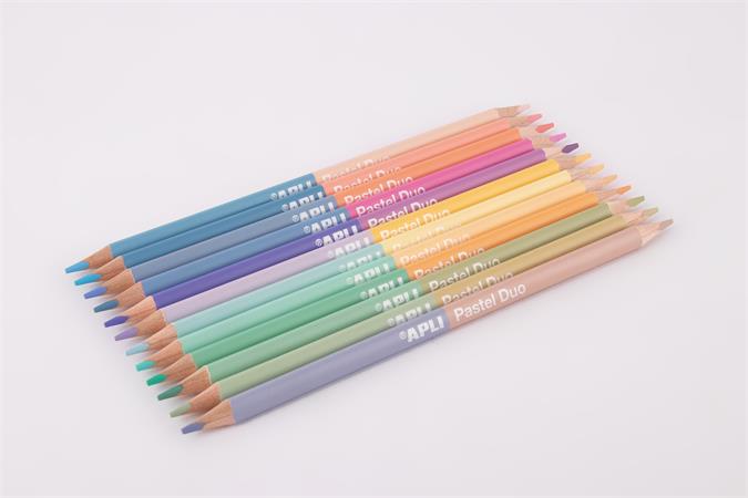 Színes ceruza készlet, kétvégű, háromszögletű, APLI "Pastel Duo", 24 különböző pasztel szín 2 Színes ceruza készlet, kétvégű, háromszögletű, APLI "Pastel Duo", 24 különböző pasztel szín