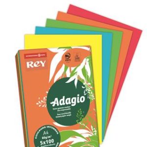 Másolópapír, színes, A4, 80 g, 5x100 lap, REY "Adagio", intenzív mix