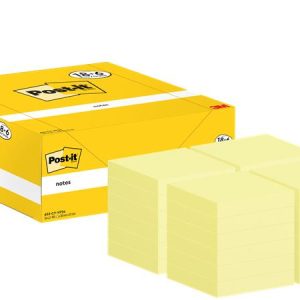 Öntapadó jegyzettömb, 38x51 mm, 18+6x100 lap, 3M POSTIT, kanári sárga