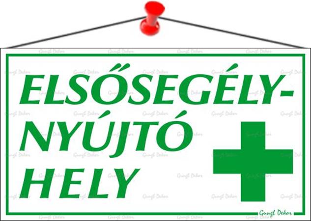 Információs tábla, 22,5x12,5 cm, "Elsősegélynyújtó hely" 1 .