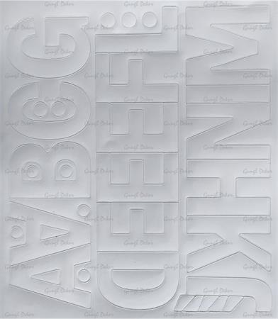 Öntapadós matrica, 5 cm-es, betűlap, ABC első fele, fehér 1 .